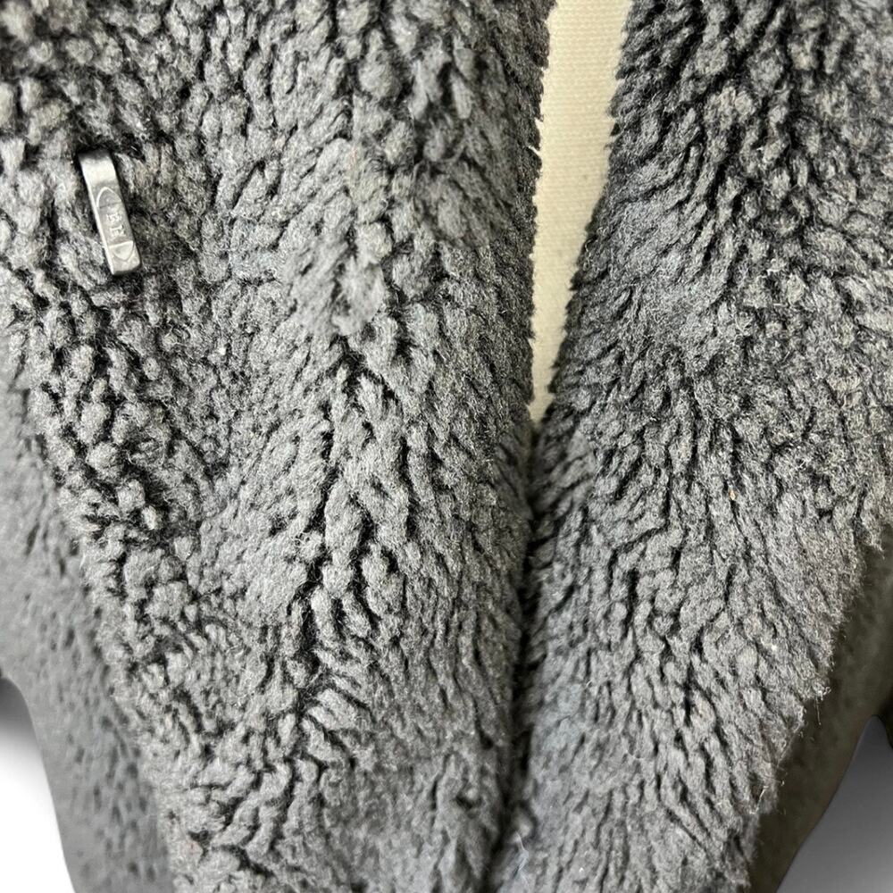 Lanshifei black teddy bear trench coat oversized winter chic minimalist cozy - Picture 8 of 10